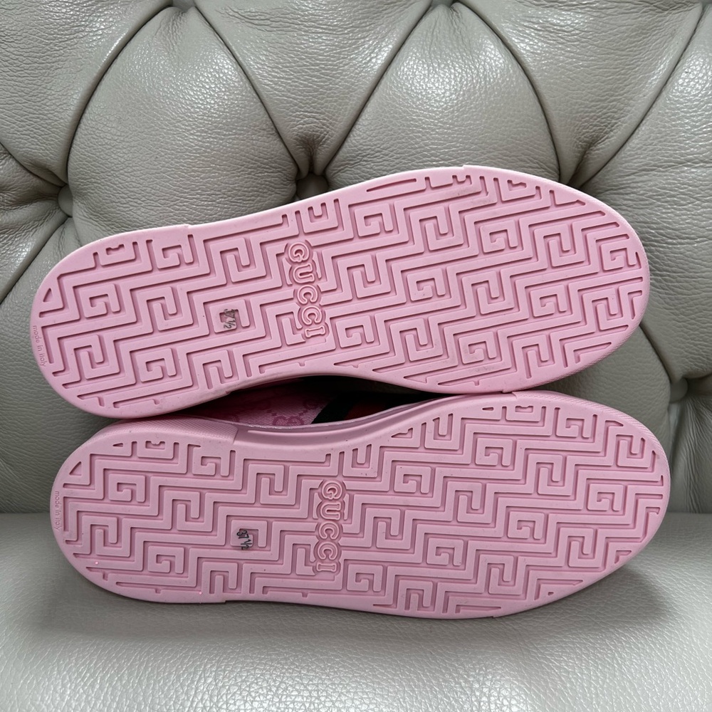 New Gucci PINK Lace-Up Sneakers Shoes - Picture 10 of 11